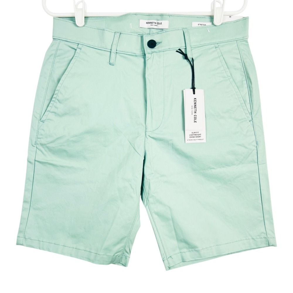 Kenneth Cole Men's Green Slim Fit‎ Lightweight Stretch Chino Shorts Size 30 NWT